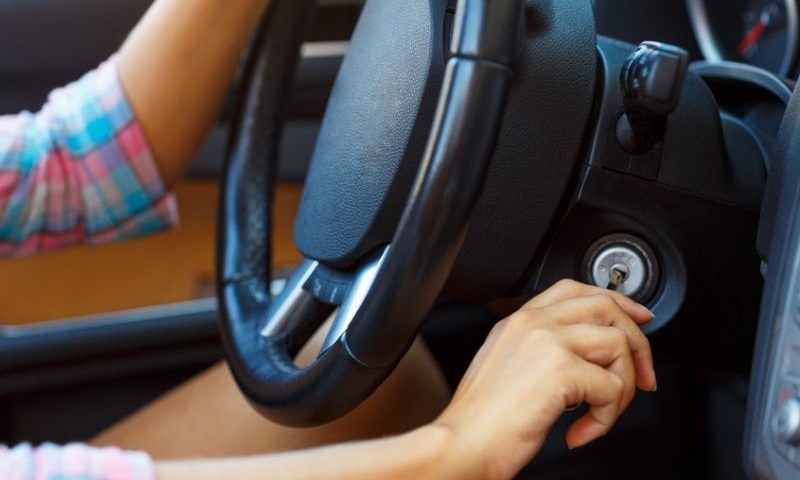 woman test driving car